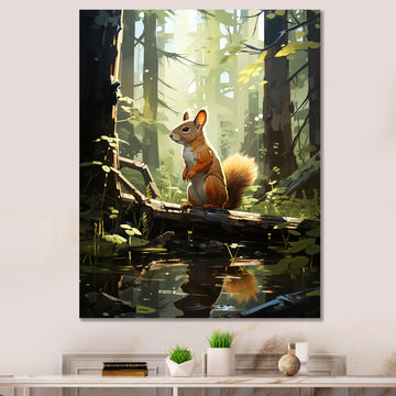 Brown and green squirrel forest acrobat - Brown Squirrel Wall Art